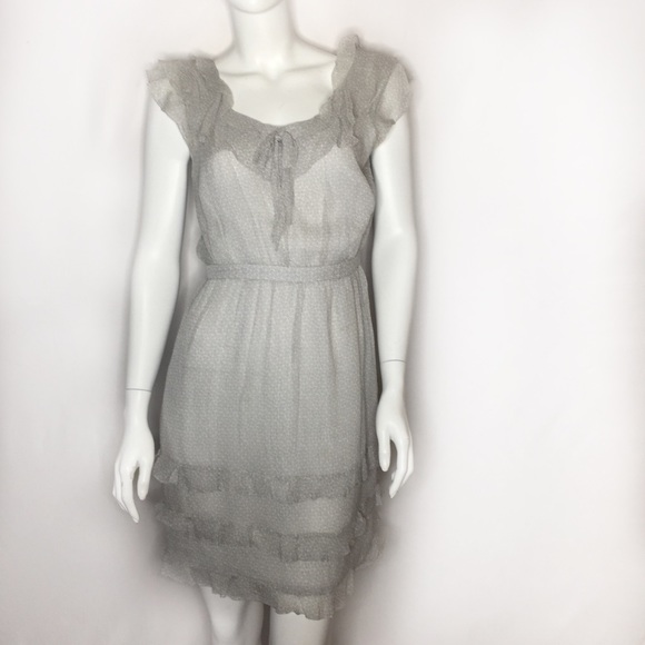 J. Crew Dresses & Skirts - J.Crew size 2 100% silk gray & white ruffle dress